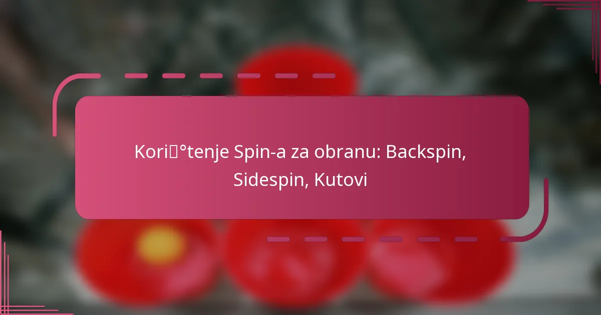 Korištenje Spin-a za obranu: Backspin, Sidespin, Kutovi