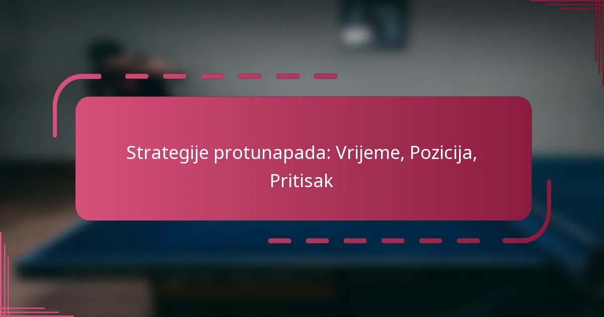 Strategije protunapada: Vrijeme, Pozicija, Pritisak
