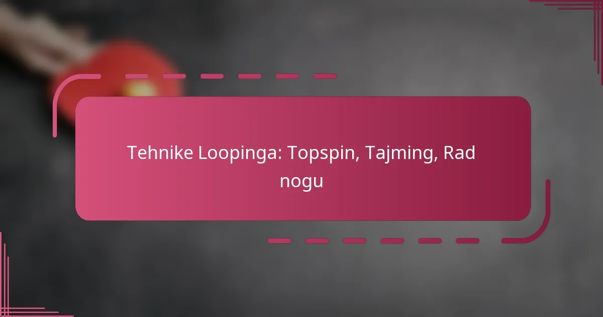 Tehnike Loopinga: Topspin, Tajming, Rad nogu