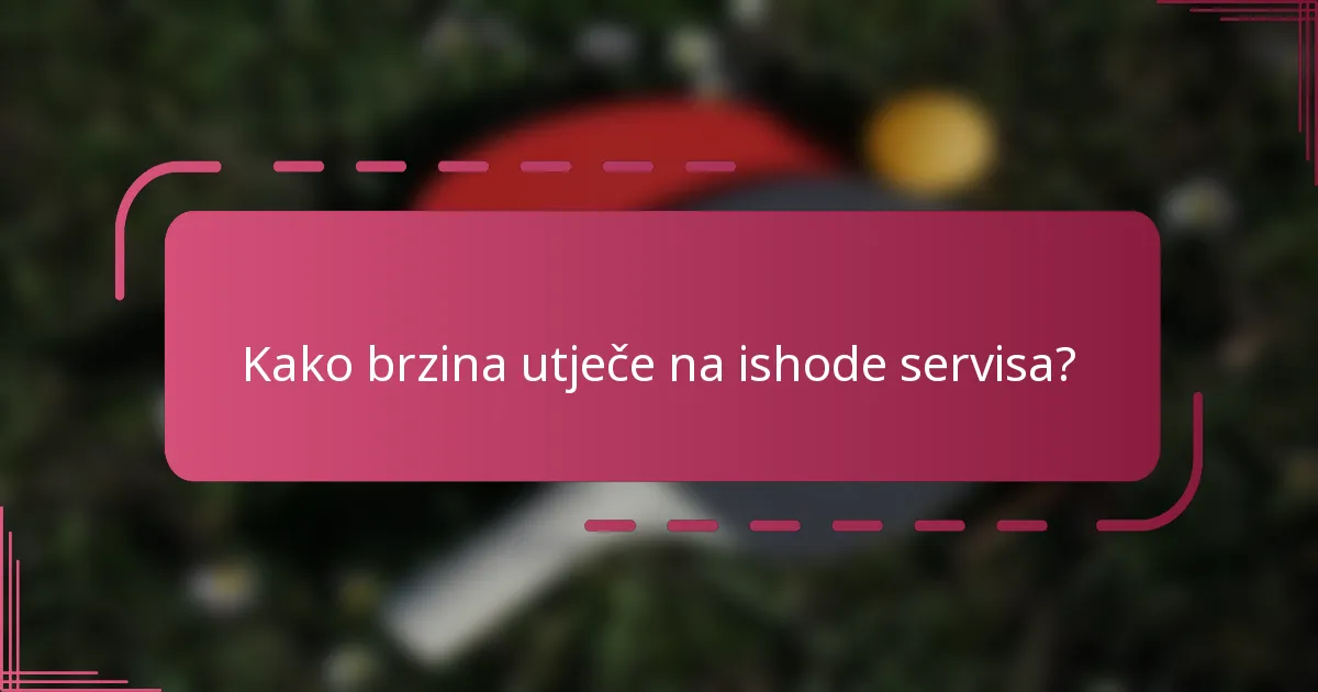 Kako brzina utječe na ishode servisa?