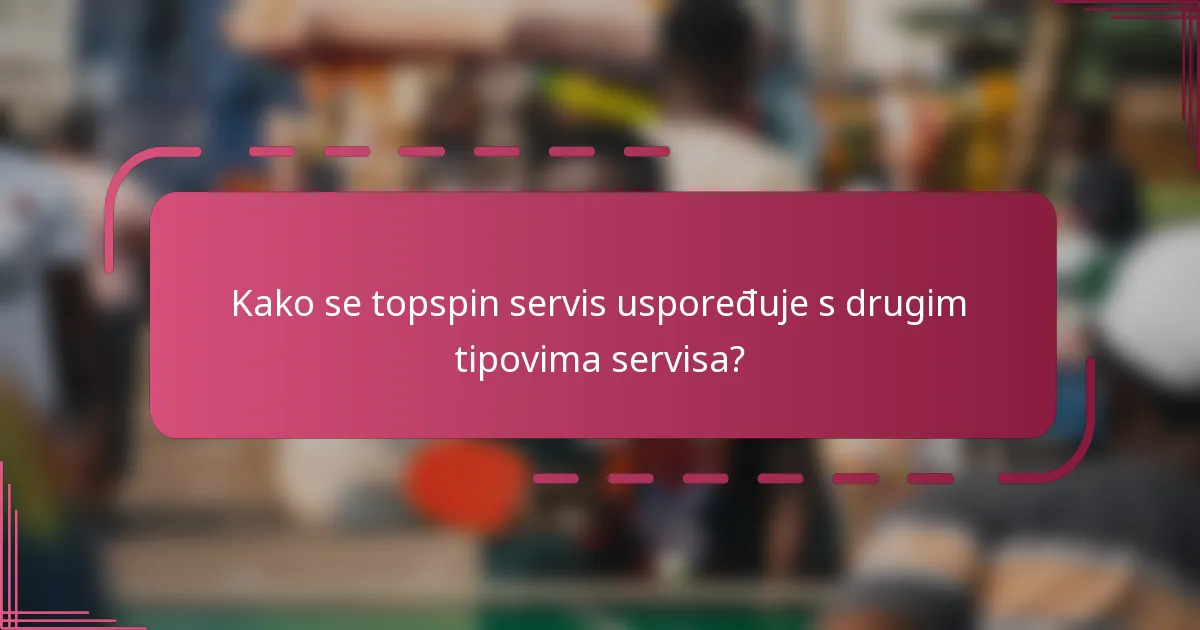 Kako se topspin servis uspoređuje s drugim tipovima servisa?