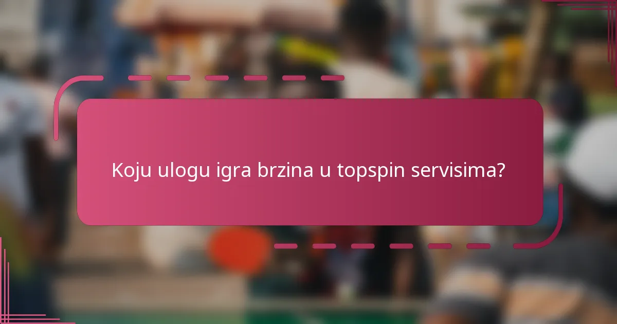 Koju ulogu igra brzina u topspin servisima?